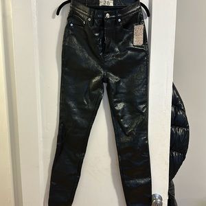 Free People Black Patent Leather Pants